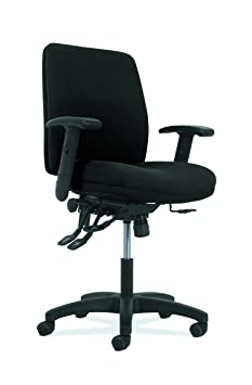 HON Network Mid-Back Task Chair - Asynchronous Computer Chair for Office Desk, Black Fabric (HVL282.A2)