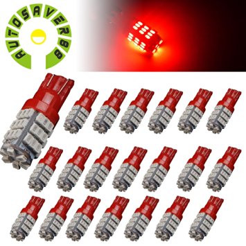 AUTOSAVER88 20X T10 Wedge Side RV Trailer 42-SMD LED Red Interior Light 192 168 2825
