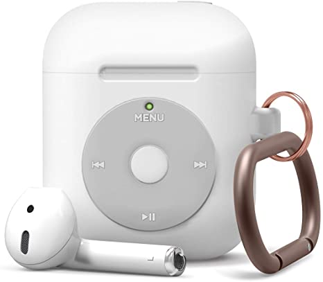 elago Classic Music Player Case with Keychain Designed for Apple AirPods Case [US Patent Registered] (White)