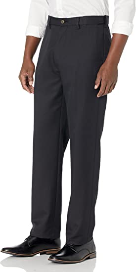 Amazon Essentials Men's Classic-Fit Expandable-Waist Flat-Front Dress Pant, Black, 34W x 32L