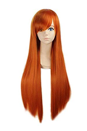 LOUISE MAELYS 31" 80cm Orange Long Straight Anime Hair Cosplay Costume Party Full Wigs
