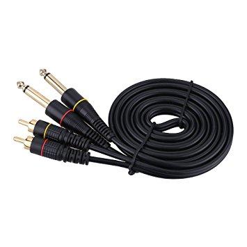 ammoon 5ft Dual RCA Male Jack to Dual 6.35mm 1/4" TRS Male Plug Stereo Audio Cable Cord Wire for Mixer AV Amplifier