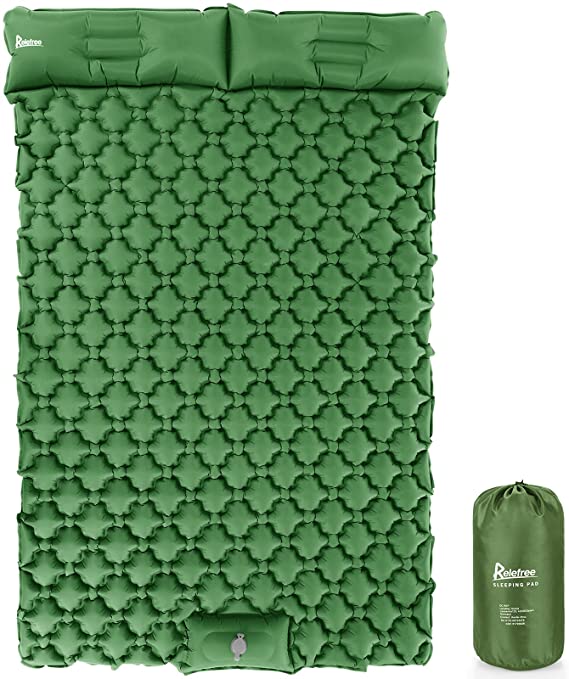 Double Camping Pad for Sleeping Relefree Self Inflating Sleeping Pad for 2 Person Built-in Pump Camping Mattress with Pillow for Hiking Portable Waterproof Compact Camping Mat for Backpacking Tent