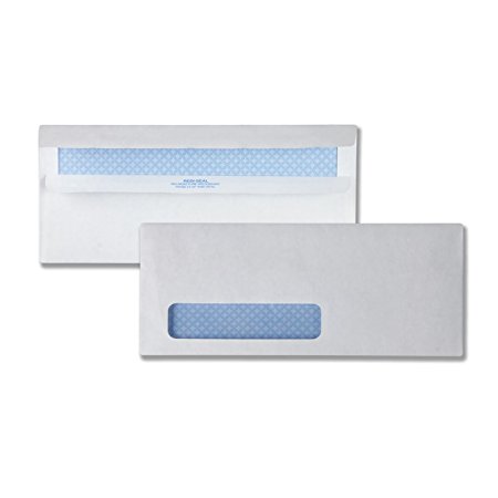 Quality Park 21418 Quality Park Redi-Seal Left-Window Security Tint Envelopes, #10, White, 500/Box