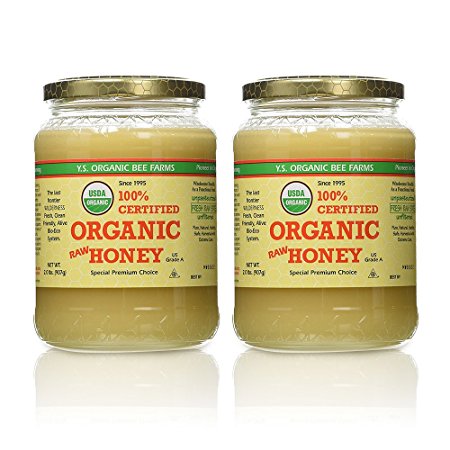 YS Organic Bee Farms CERTIFIED ORGANIC RAW HONEY 100% CERTIFIED ORGANIC HONEY Raw, Unprocessed, Unpasteurized - Kosher 32oz(pack of 2)