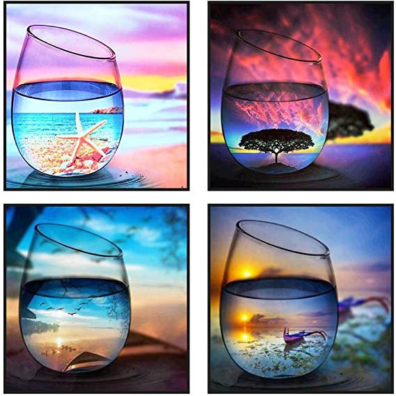 Diamond Painting Kits 4 Pack 5d DIY Art for Adults Kids Crafts Full Dril for Embroidery Arts Craft Home Wall Decor, 11.8 x 11.8 Inch