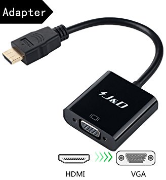 J&D HDMI to VGA Adapter Cable Converter (Male to Female) - Black