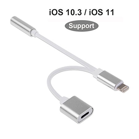 iPhone 7 Adapter, Vooran Lightning iPhone 8 X Adapter for iPhone 8 X / 7 / 7 Plus - Compatible with iOS10.3/iOS11, Lightning Adapter and Charger, Lightning to 3.5mm Aux Headphone Jack Audio