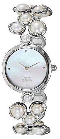 Titan Women's 9971SM01 Raga Pearl Analog Display Quartz Silver Watch