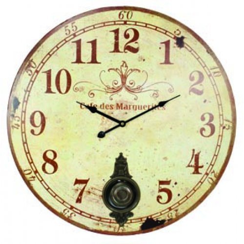 Large 23" Wall Clock with Pendulum ~ Antique French Provincial Style