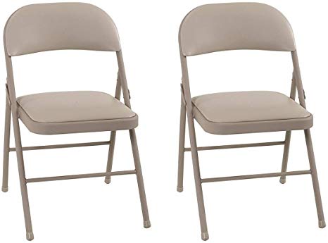 COSCO Vinyl, Antique Linen (2-Pack) Folding Chairs,