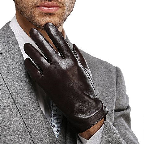 Harrms Best Luxury Touchscreen Italian Nappa Genuine Leather Gloves for men's Texting Driving Cashmere Lining