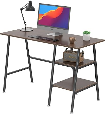 VECELO 43 Inch Computer, Writing Home Office Hutch Workstation with Shelf Storage Desk 43", New Brown