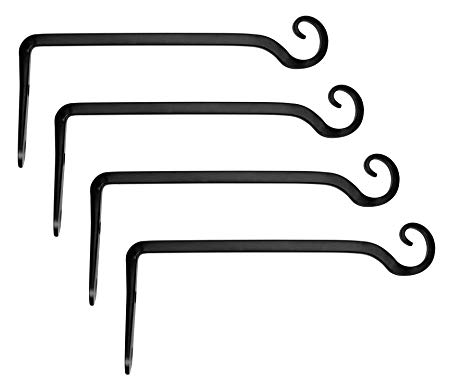 Mkono 4 Pack Wall Hook Hanging Plant Bracket Decorative Straight Plant Hanger for Bird Feeders, Planters, Lanterns, Wind Chimes Indoor Outdoor, 10 inch