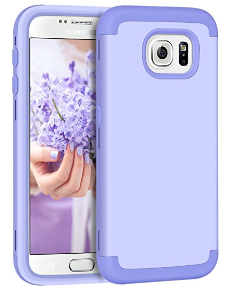 Galaxy S6 Case, Samsung S6 Case, BENTOBEN Shockproof Slim Three Layer Anti Scratch Heavy Duty High Impact Resistant Soft Silicone Hard PC Hybrid Protective Case Cover for Samsung Galaxy S6 G920 Purple