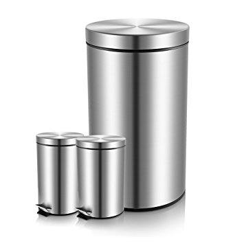 Fortune Candy 3pcs Stainless Steel Foot Step Trash Cans