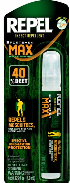 Repel 94095 0.475-Ounce Sportsman Max 40-Percent Deet Insect Repellent Pen Size Pump Spray, Case Pack of 1