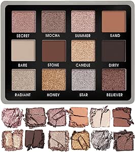 Fard À Paupière Palette Maquillage Yeux - Nude Smokey Eyes 12 Couleurs Shimmer Mat Ultra Pigmenté - Palette D'ombres À Paupières De Voyage Avec Miroir