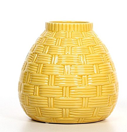 Hosley's 6.5" High Yellow Ceramic table top or floor Vase. Ideal as a Gift