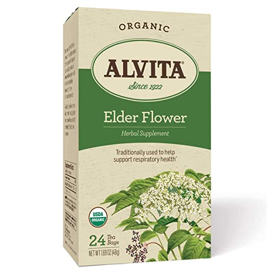 Alvita Organic Herbal Tea, 24 Teabags Per Box, Multipack (Elder Flower, Pack of 6)