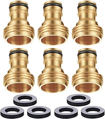 VASLON 6 Pieces Garden Hose Quick Connector 3/4 inch Brass Male Thread Hose Nozzle Quick Connect Adapter