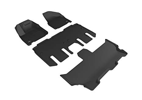 3D MAXpider Complete Set Custom Fit All-Weather Floor Mat for Select Chrysler Pacifica Models - Kagu Rubber (Black)