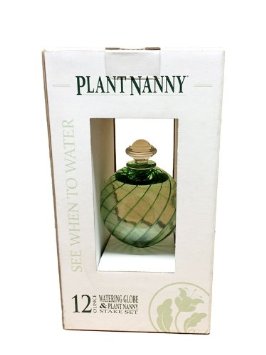 12oz. Fluted Green Swirl Finial Watering Globe & Plant Nanny Stake Set
