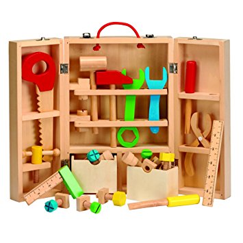 Wooden Carpenters Kit Playset, Tool Toys for Children Kids, Builder Fun Workshop Learning.