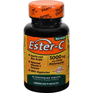 American Health Ester-C with Citrus Bioflavonoids - 1000 mg - Non Acidic - 45 Vegetarian Tablets (Pack of 2)