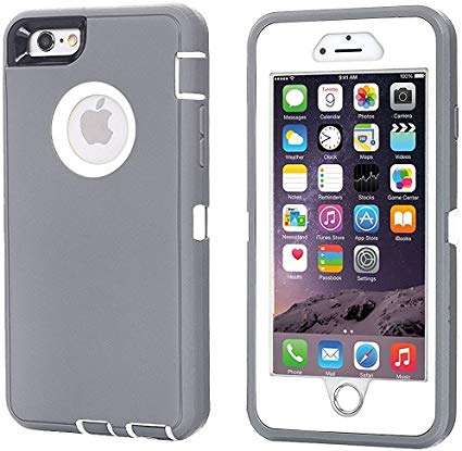 iPhone 8/ iPhone 7 Shockproof Case, AICase [Heavy Duty] [Full Body] Tough 3 in1 Rugged Armor Water-Resistance Cover Shock,Reduction/Bumper Case for Apple iPhone 8/7 (White/Gray)