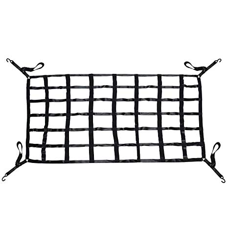 8MILELAKE Short Truck Bed Cargo Net Cargo Net 66inches x 50inches Heavy Duty for Pickup Trucks with Cam Buckles & S-Hooks