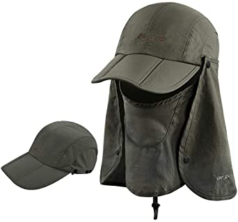 ICOLOR Sun Cap Fishing Hats with Face Masks Outdoor Sun Protection Visor Caps with Windproof Neck Face Mask Visors Flap Cover