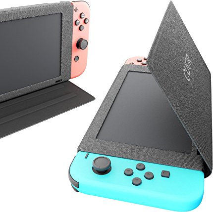 Nintendo Switch Case Hybrid Cover Stand [3 Angles] and Screen Protector Flap by Cuvr