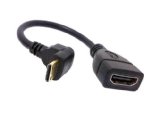 Afunta Mini HDMI Male 90degree to HDMI Female Converter Connector Adapter Cable 1080P