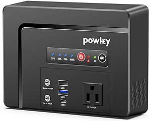 Powkey Portable Power Station 100W, 97Wh Small Portable Generator with AC Outlet, Fast Charging PD65W USB C, USB A, DC Port, 26400mAh Portable Laptop Charger for Outdoor Camping RV Home Battery Backup