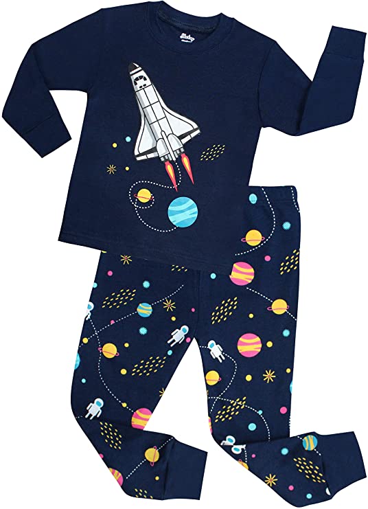 Boys Rocket Pajamas Children Christmas Pants Set 100% Cotton Size 2-7 Years