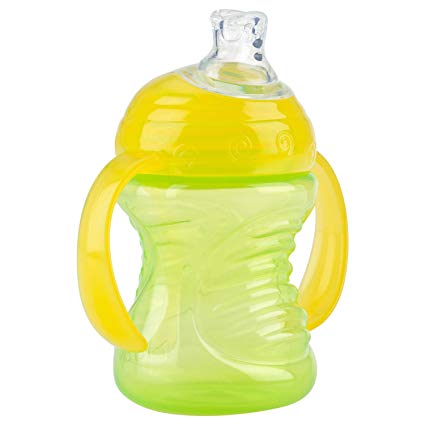 Nuby 2 Handle Super Spout No Spill Cup, Green/Yellow, 8 Ounce