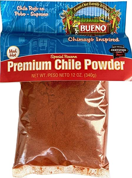 Bueno Special Reserve Premium Red Chile Powder, MED-HOT, 12oz. Bag