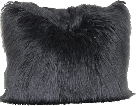 Brentwood Originals Angora Fur Decorative Pillow, Black