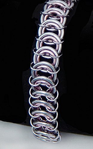 Metal Chainmail Bracelet - Pink & Gray Handmade Chain Bracelet (Custom Size)