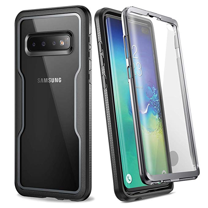 YOUMAKER Case for Galaxy S10 Plus, Built-in Screen Protector Work with Fingerprint ID Crystal Clear Heavy Duty Protection Shockproof Cover for Samsung Galaxy S10  Plus 6.4 Inch (2019) - Black