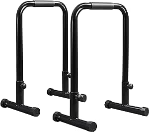 Yaheetech Adjustable Dip Bar Heavy Duty Dip Station Pull Up Bars Body Press Bar Exercise for Home/Gym Muscular Training