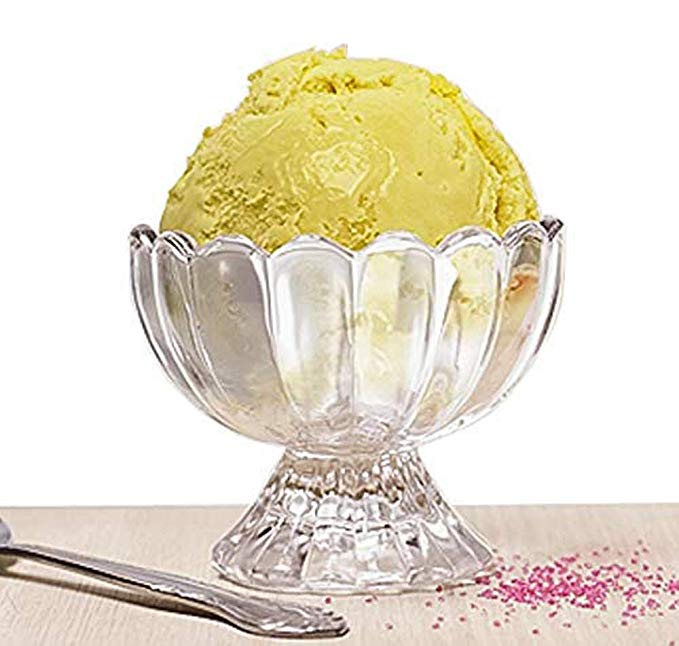 Palais Glassware 'Crème Glacée', Clear Glass, Ice Cream Dessert Bowls - Set of 4-6 Oz (Flower)