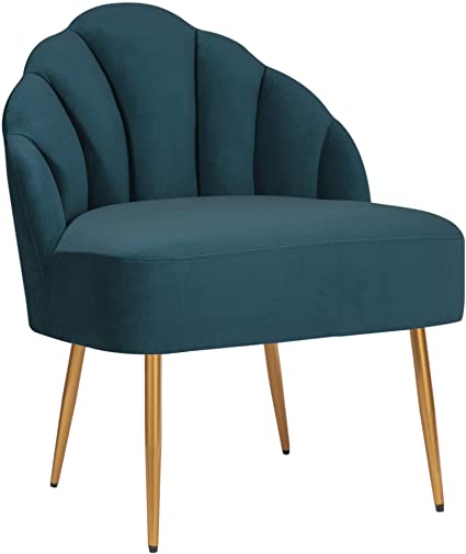 Amazon Brand – Rivet Sheena Glam Tufted Velvet Shell Chair, 23.5" W, Teal