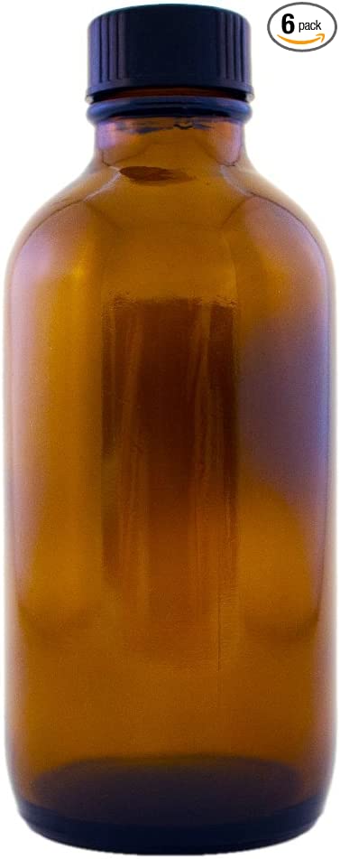 4 fl oz Amber Glass Bottle with Phenolic Cone Cap (6 Pack)