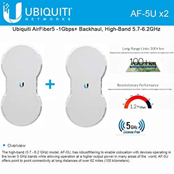 Ubiquiti AirFiber AF5U KIT 2 End Points AF-5U 5GHz 1.2 Gbps 100 km PTP Radio