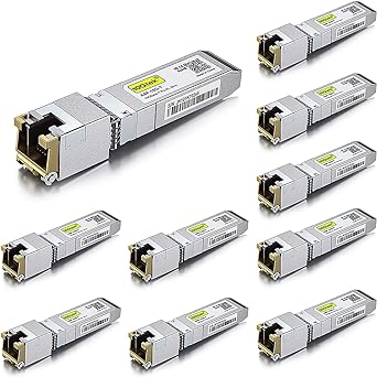 10Gtek 80-Meter, 10GBase-T SFP  to RJ45 Transceiver, RJ45 to SFP  Copper Ethernet CAT.6a Module, for Cisco SFP-10G-T-80, Ubiquiti UniFi, Netgear AXM766, D-Link and More, Pack of 10