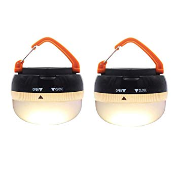 2 Pcs Brightest LED Lantern Portable Camping Lights Outdoor Tent Light Hanging Camping Lamp with 5 Modes, Restractable Hook