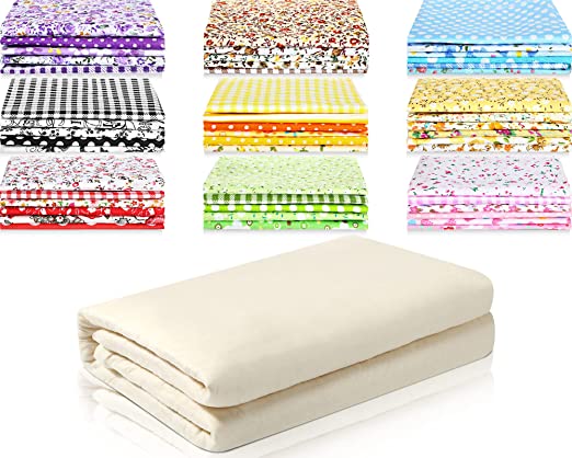 Tatuo Quilt Batting and 50 DIY Quilting Fabric Warm and Natural Batting Cotton Thin Batting Quilts Printed Pattern Quilting Squares Crafting Fabric Bundles Sewing Supplies Patchwork Accessories