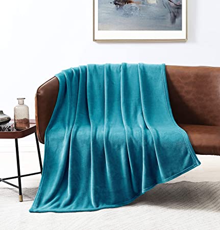 Love's cabin Flannel Fleece Blanket Throw Size Teal Throw Blanket for Couch, Extra Soft Double Side Fuzzy & Plush Fall Blanket, Fluffy Cozy Blanket for Adults Kids or Pet (Lightweight,Non Shedding)